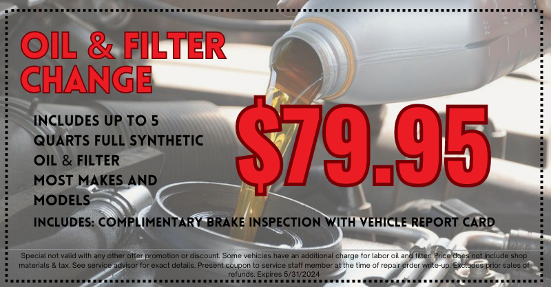 Oil and Filter Change $79.95